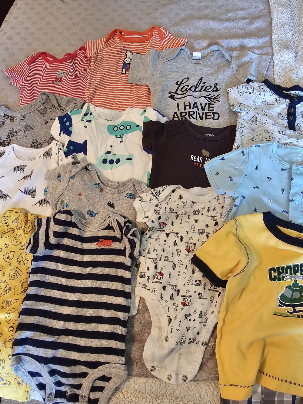 Baby Boys Mixed Onesie Bundle - Stripes, Graphics & Prints Size 3-6 Month